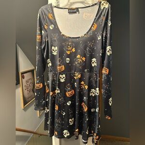 Size L Sourpuss long sleeved Halloween skater dress